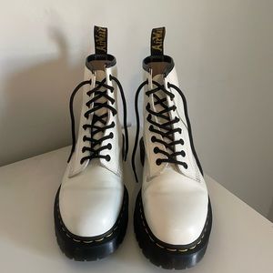 Dr Martens 1460 Smooth Leather Lace Up Boots - White Smooth - Women Size 9